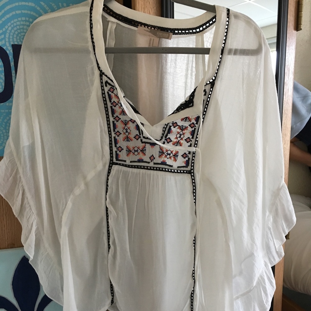 white flowy detailed top